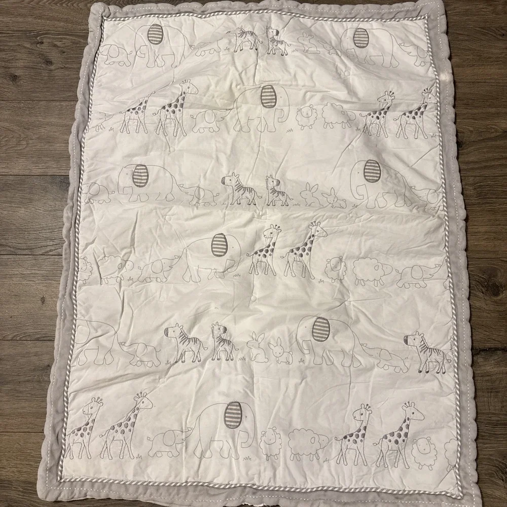 Cloud Island Baby Blanket Two by Two Animal Parade Comforter Reversible Stripe